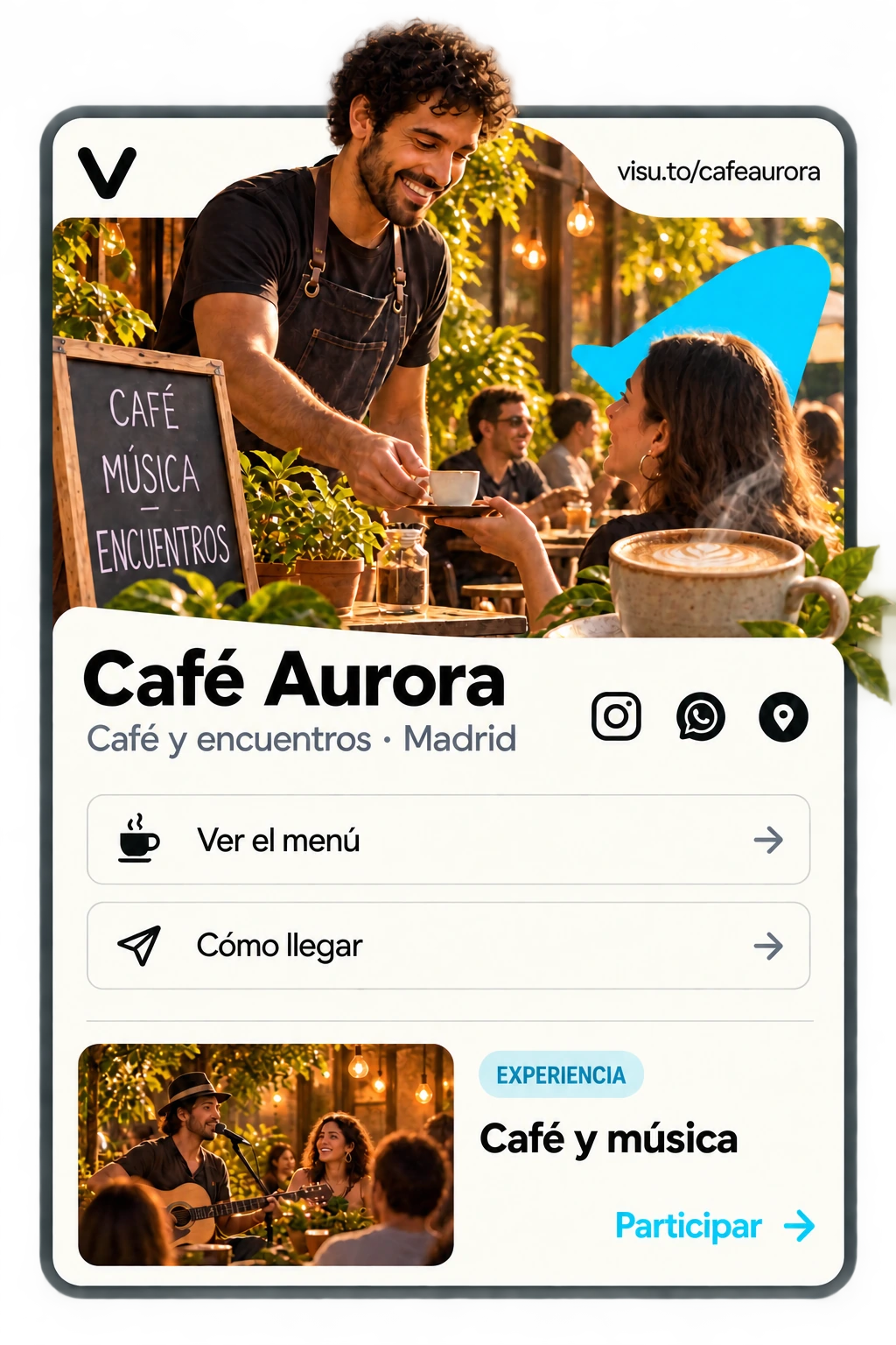 Perfil ilustrativo de Café Aurora. Ejemplo ficticio.