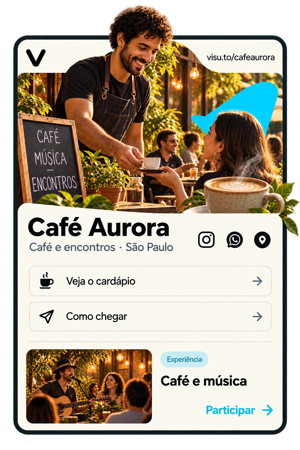 Perfil ilustrativo de Café Aurora. Exemplo fictício.