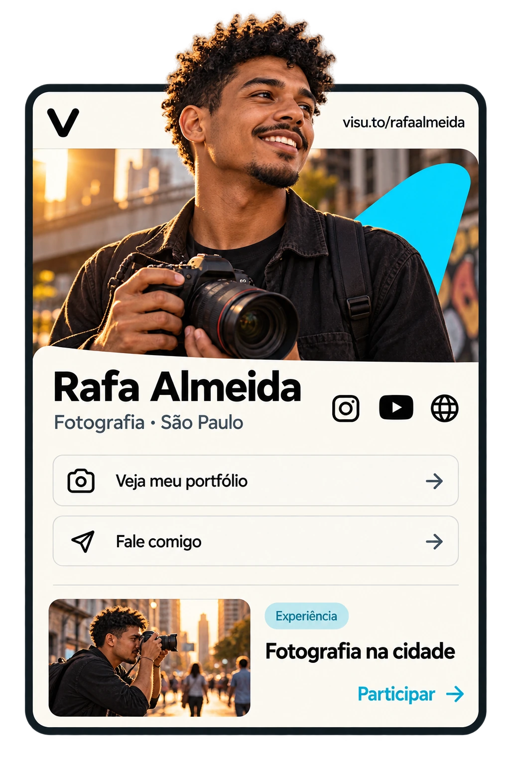 Perfil ilustrativo de Rafa Almeida. Exemplo fictício.