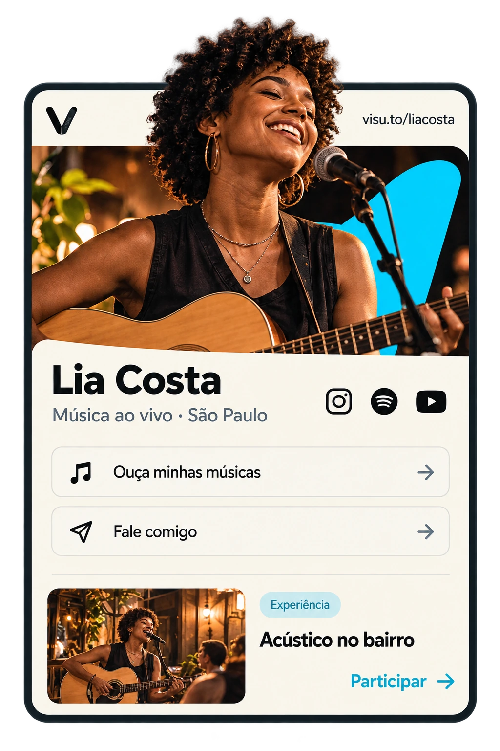 Perfil ilustrativo de Lia Costa. Exemplo fictício.